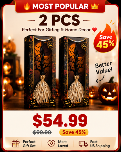 🧙‍♀️🧹Animated Moving Witch Broom with Light & Sound